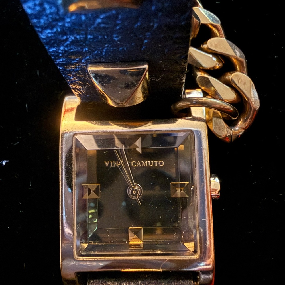 Vince Camuto Gold and Black Square Watch